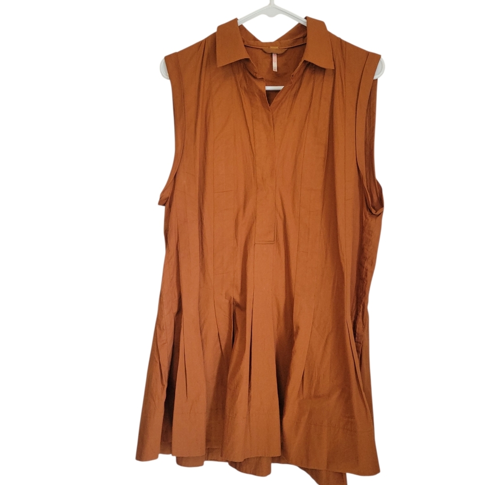 Free People Naomi Mini Dress XS Sienna Pleated Collared Shift Revolve Boho - Picture 4 of 12